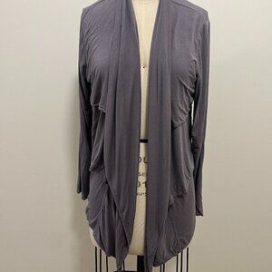 Icantoo Dusty Purple Open Front Long Sleeve Drape Cardigan